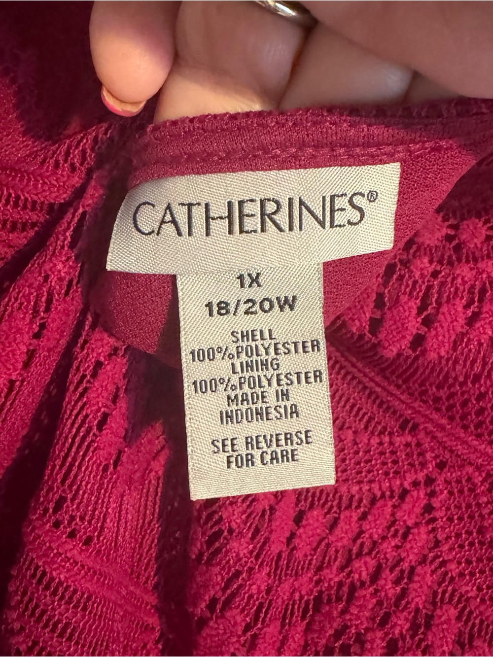 NWT Gorgeous Catherine's Deep Berry Lace Overlay Top  PLUS: 1X  #K - Picture 7 of 9